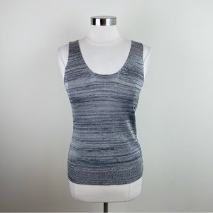 Chico's Odessa Silver Metallic Blouse Top New With Tag Women Medium Classic